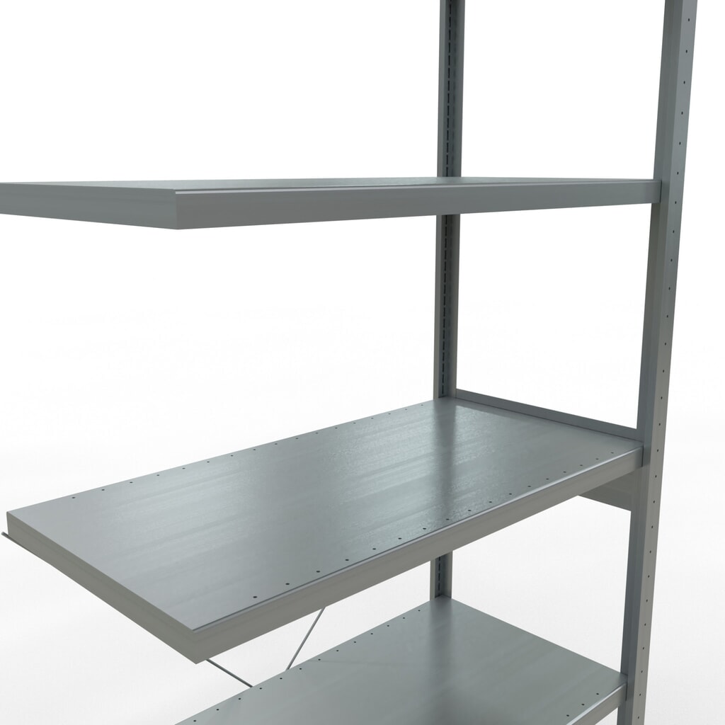 Rayonnage à tablettes SCHULTE, système à emboîter, travée auxiliaire, charge par tablette 330 kg, galvanisé, H x l x P 2 500 x 1 000 x 500 mm N° de l'image du produit 5 : Rayonnage à tablettes SCHULTE, système à emboîter, travée auxiliaire, charge par tablette 330 kg, galvanisé, H x l x P 2 500 x 1 000 x 500 mm