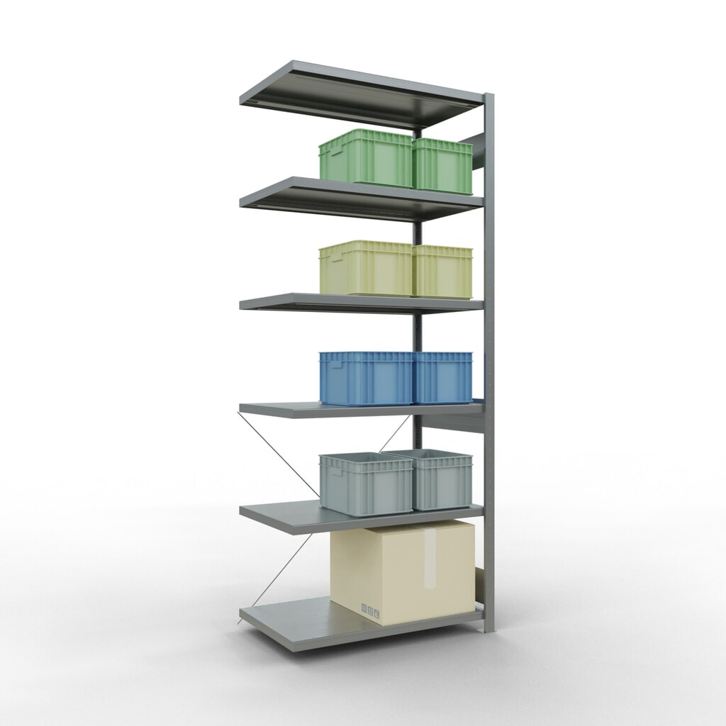 N° de l'image du produit 3 : Rayonnage à tablettes SCHULTE, système à emboîter, travée auxiliaire, charge par tablette 330 kg, galvanisé, H x l x P 2 500 x 1 000 x 600 mm