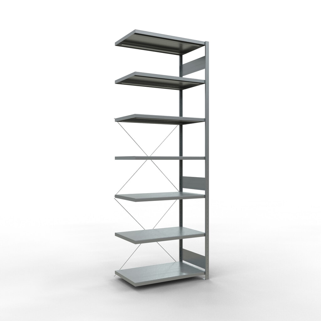 Illustration du produit: Rayonnage à tablettes SCHULTE, système à emboîter, travée auxiliaire, charge par tablette 330 kg, galvanisé, H x l x P 3 000 x 1 000 x 600 mm