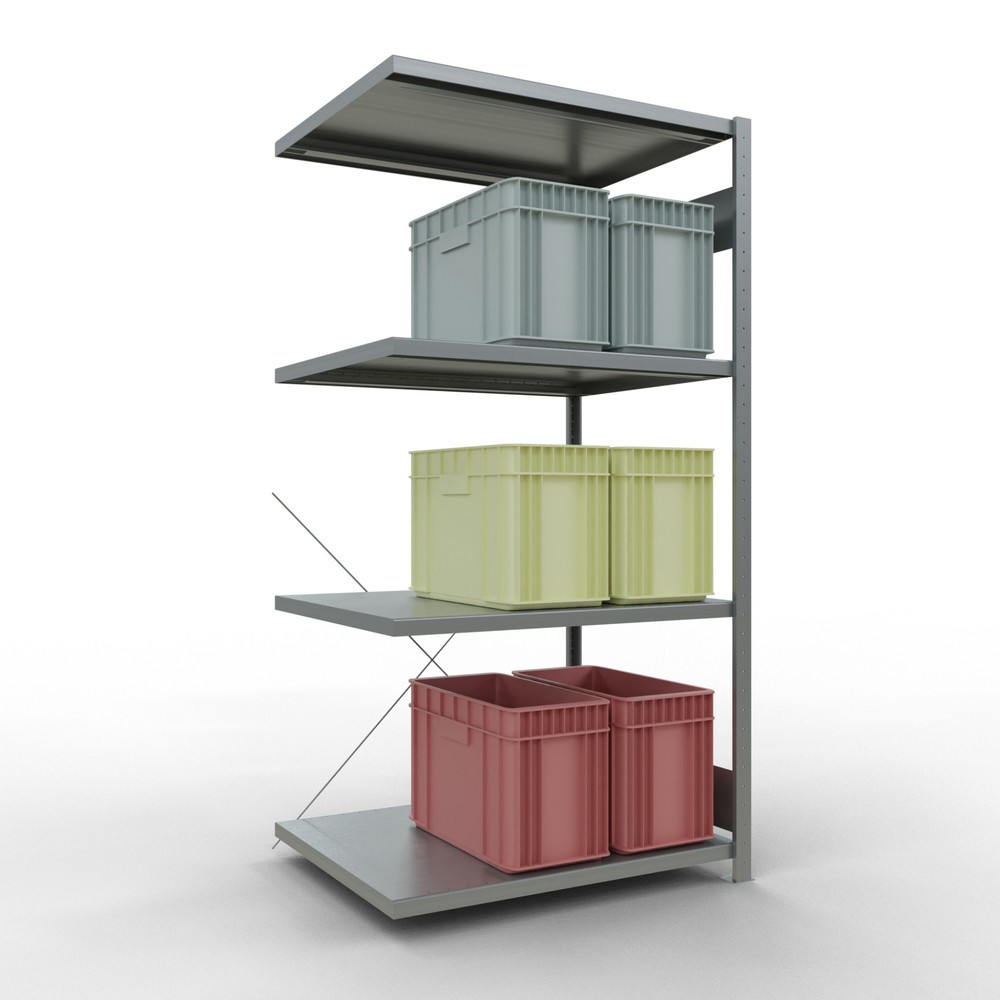 N° de l'image du produit 3 : Rayonnage à tablettes SCHULTE, système à emboîter, travée auxiliaire, charge par tablette 330 kg, galvanisé, HxlxP 2000 x 1000 x 800 mm