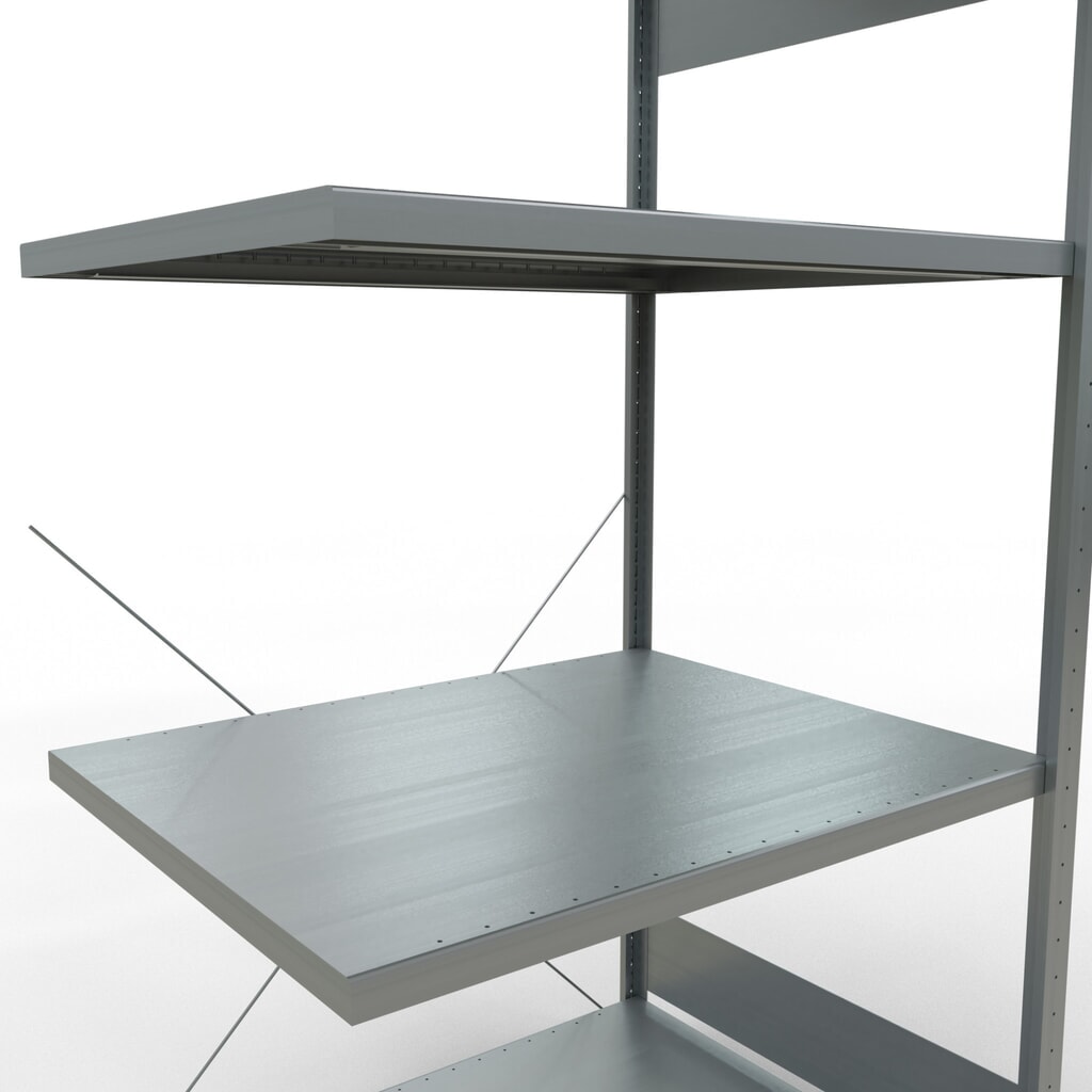 N° de l'image du produit 5 : Rayonnage à tablettes SCHULTE, système à emboîter, travée auxiliaire, charge par tablette 330 kg, galvanisé, HxlxP 2000 x 1000 x 800 mm