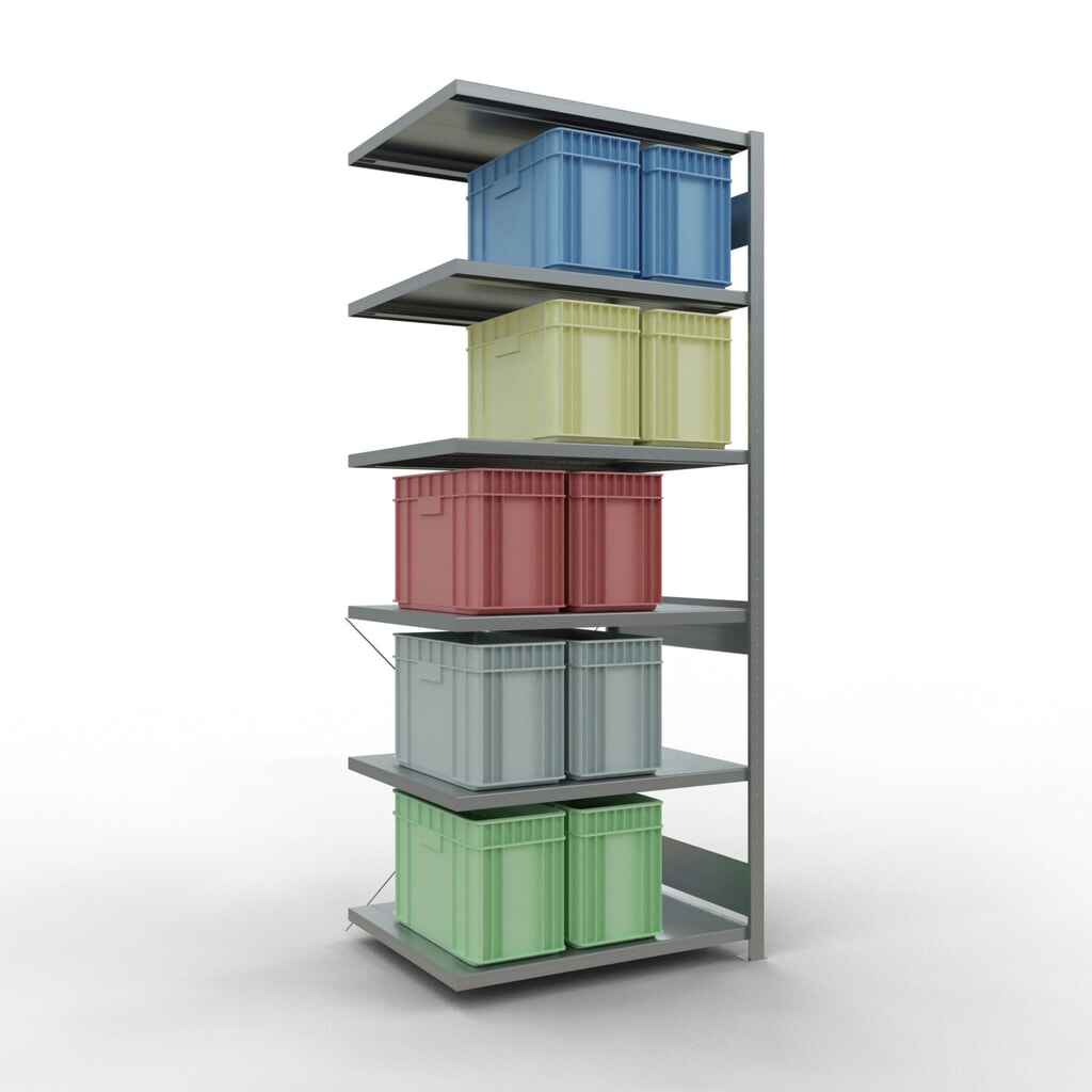 N° de l'image du produit 3 : Rayonnage à tablettes SCHULTE, montage par enfichage, travée auxiliaire, charge par tablette 330 kg, galvanisé, HxlxP 2500 x 1000 x 800 mm