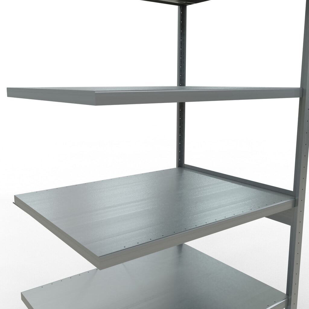Rayonnage à tablettes SCHULTE, montage par enfichage, travée auxiliaire, charge par tablette 330 kg, galvanisé, HxlxP 2500 x 1000 x 800 mm N° de l'image du produit 5 : Rayonnage à tablettes SCHULTE, montage par enfichage, travée auxiliaire, charge par tablette 330 kg, galvanisé, HxlxP 2500 x 1000 x 800 mm