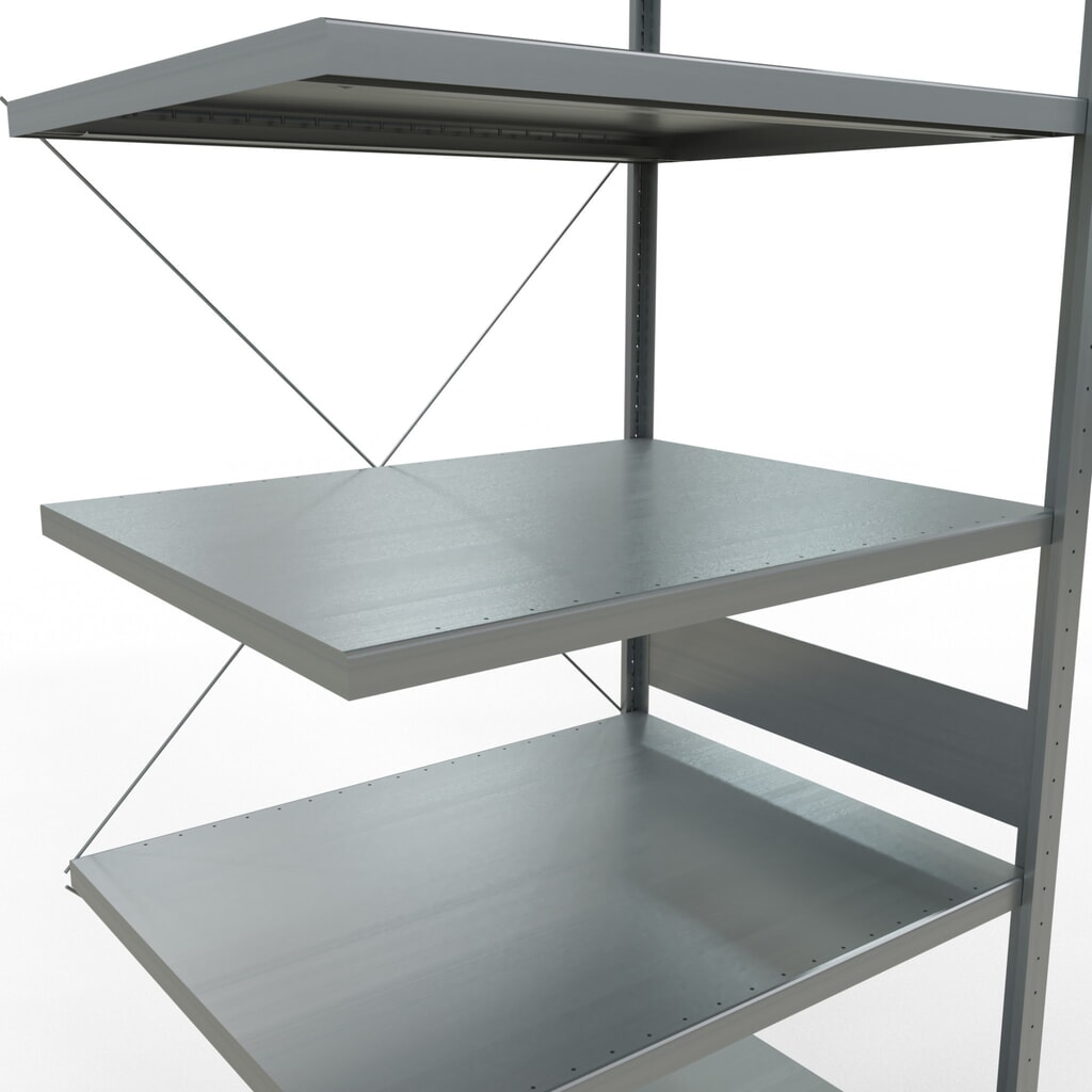 Rayonnage à tablettes SCHULTE, système à emboîter, travée auxiliaire, charge par tablette 330 kg, galvanisé, HxlxP 3000 x 1000 x 800 mm N° de l'image du produit 5 : Rayonnage à tablettes SCHULTE, système à emboîter, travée auxiliaire, charge par tablette 330 kg, galvanisé, HxlxP 3000 x 1000 x 800 mm