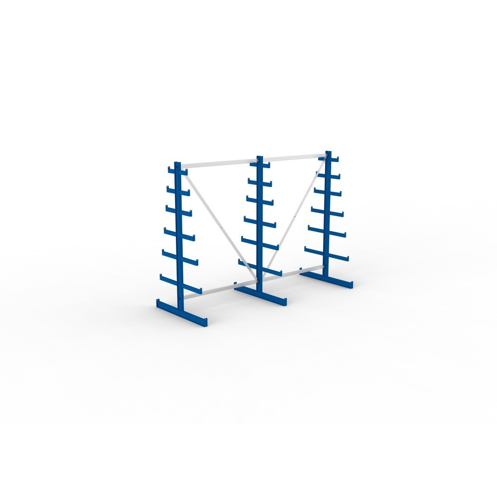 Numéro de l'image du produit 2: Kit complet de rayonnage cantilever META, double accès, capacité de charge par bras 150 kg, H x l x P 2 000 x 2 755 x 1 090 mm, 3 montants