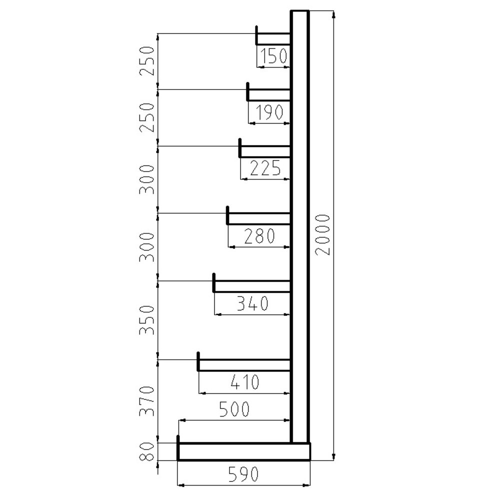 Numéro de l'image du produit 2: Rayonnage Cantilever META, unilatéral, TK 150 kg, 3 supports