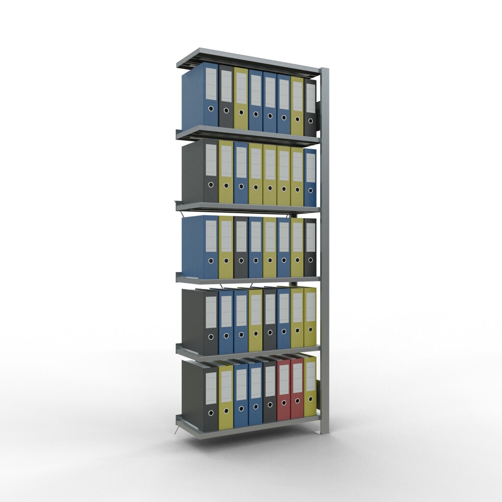 Rayonnage de bureau SCHULTE travée auxiliaire, utilisable d’un seul côté, avec barres de butée, CT 85 kg, HxlxP 2 000 x 750 x 300 mm N° de l'image du produit 3 : Rayonnage de bureau SCHULTE travée auxiliaire, utilisable d’un seul côté, avec barres de butée, CT 85 kg, HxlxP 2 000 x 750 x 300 mm