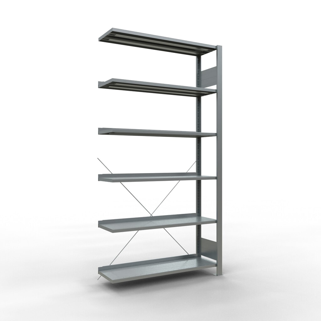 Rayonnage de bureau SCHULTE travée auxiliaire, utilisable d’un seul côté, avec barres de butée, CT 85 kg, HxlxP 2 000 x 1 000 x 300 mm Illustration du produit: Rayonnage de bureau SCHULTE travée auxiliaire, utilisable d’un seul côté, avec barres de butée, CT 85 kg, HxlxP 2 000 x 1 000 x 300 mm