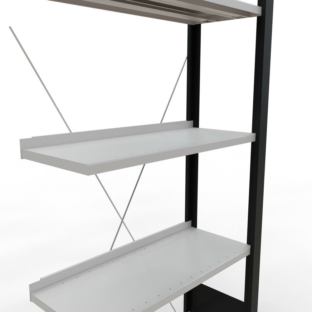 Numéro de l'image du produit 4: Rayonnage de bureau SCHULTE travée auxiliaire, utilisable d’un seul côté, avec barres de butée, CT 85 kg, noir, HxlxP 1 800 x 750 x 300 mm