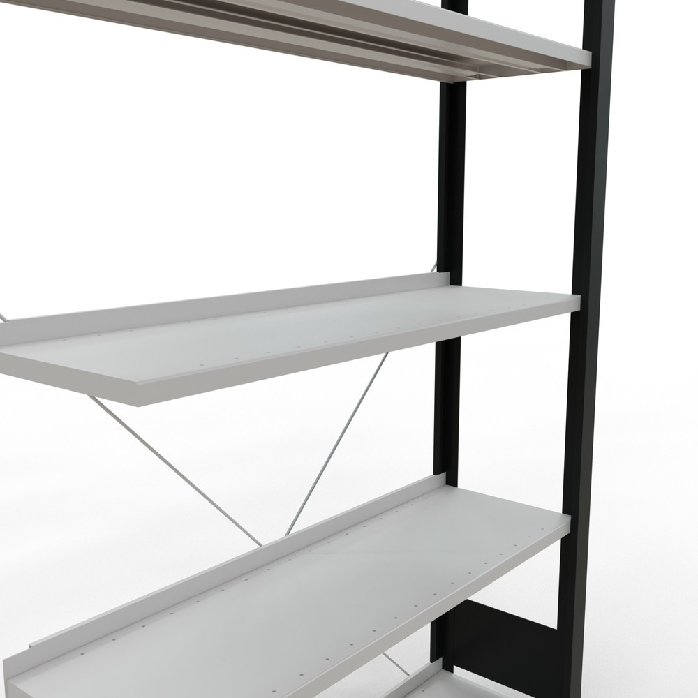 Numéro de l'image du produit 4: Rayonnage de bureau SCHULTE travée auxiliaire, utilisable d’un seul côté, avec barres de butée, CT 85 kg, noir, HxlxP 1 800 x 1 000 x 300 mm