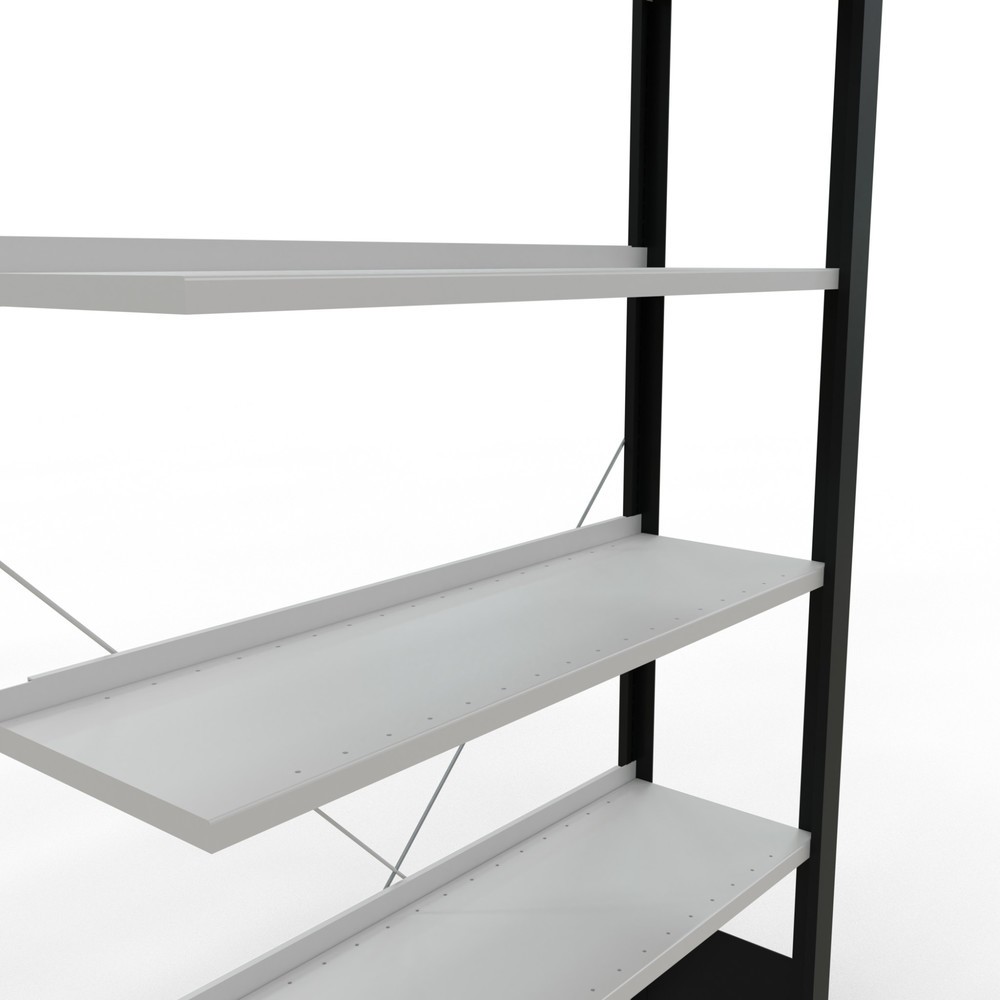 Numéro de l'image du produit 4: Rayonnage de bureau SCHULTE travée auxiliaire, utilisable d’un seul côté, avec barres de butée, CT 85 kg, noir, HxlxP 2 000 x 1 000 x 300 mm