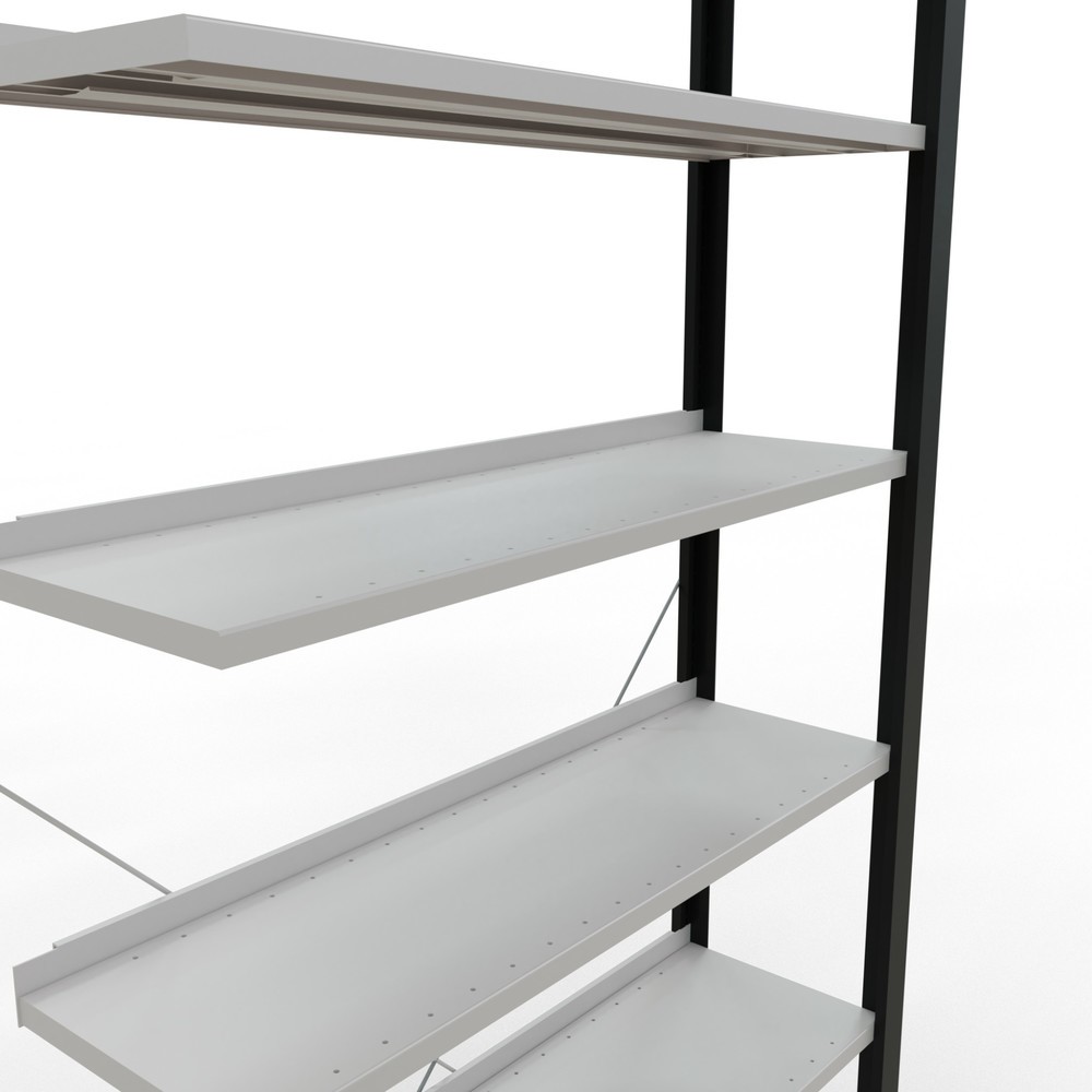 Numéro de l'image du produit 4: Rayonnage de bureau SCHULTE travée auxiliaire, utilisable d’un seul côté, avec barres de butée, CT 85 kg, noir, HxlxP 2 300 x 1 000 x 300 mm