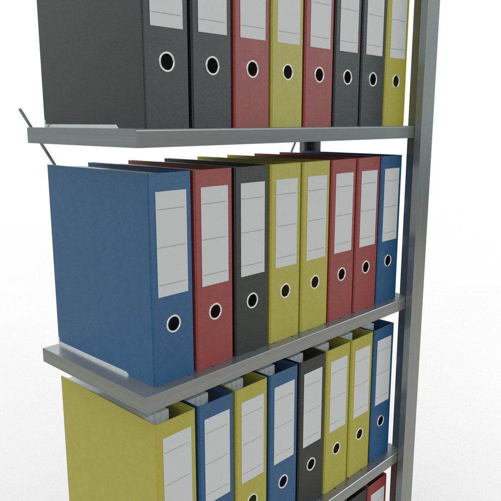 Numéro de l'image du produit 3: Rayonnage de bureau SCHULTE travée auxiliaire, utilisable d’un seul coté, sans barres de butée, CT 85 kg, HxlxP 2 000 x 750 x 300 mm