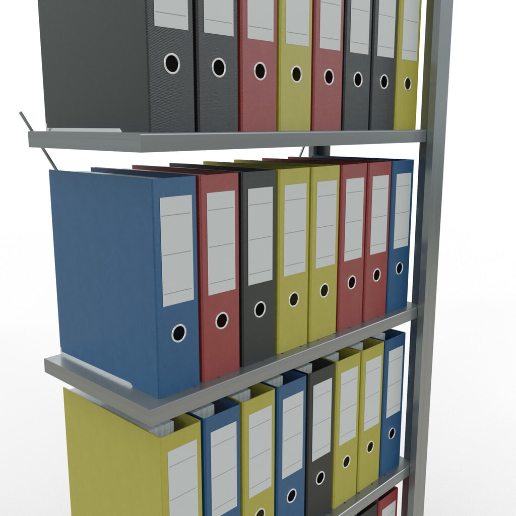 Rayonnage de bureau SCHULTE travée auxiliaire, utilisable d’un seul coté, sans barres de butée, CT 85 kg, HxlxP 2 000 x 750 x 300 mm N° de l'image du produit 3 : Rayonnage de bureau SCHULTE travée auxiliaire, utilisable d’un seul coté, sans barres de butée, CT 85 kg, HxlxP 2 000 x 750 x 300 mm