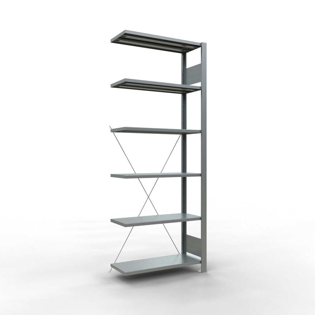Illustration du produit: Rayonnage de bureau SCHULTE travée auxiliaire, utilisable d’un seul coté, sans barres de butée, CT 85 kg, HxlxP 2 000 x 750 x 300 mm