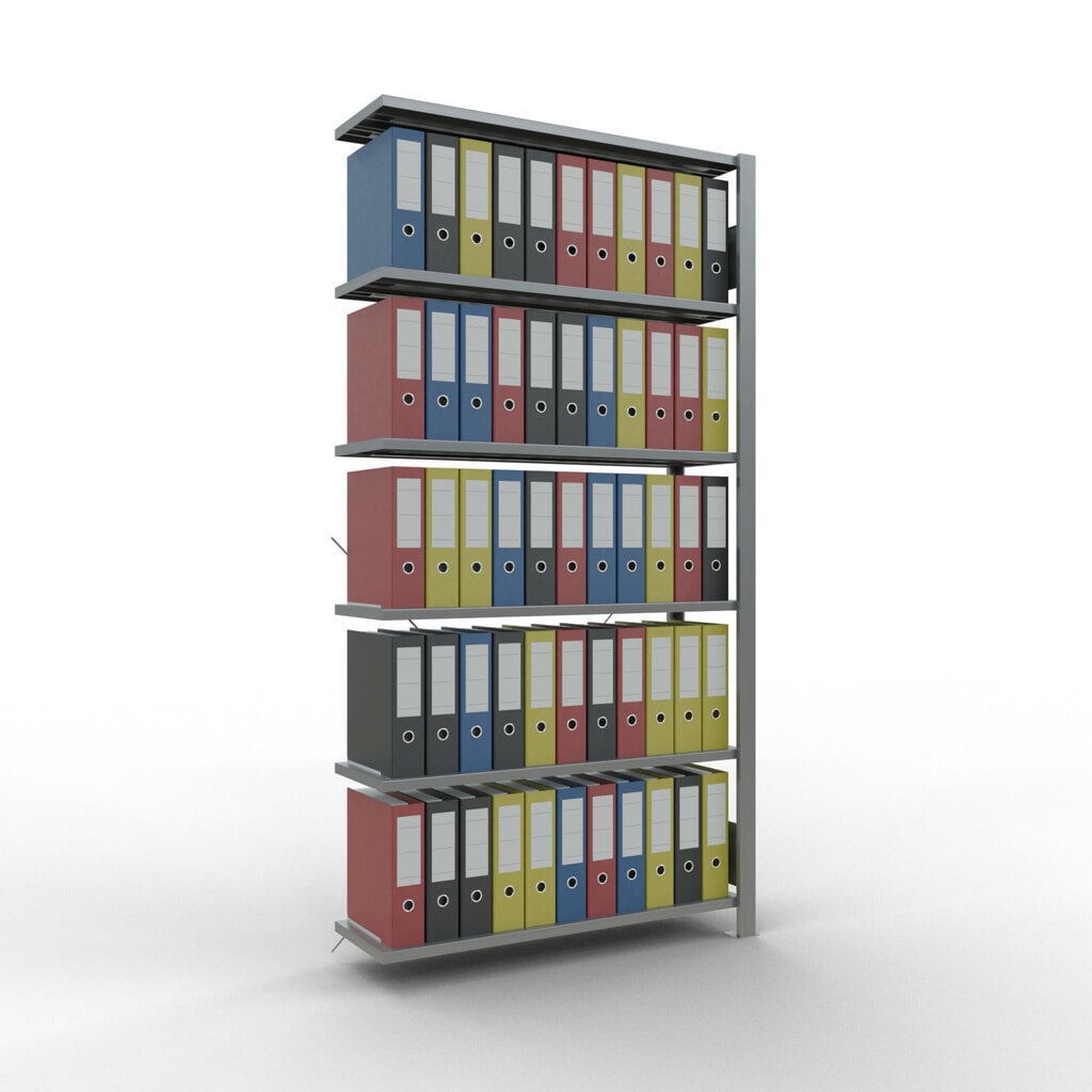 N° de l'image du produit 2 : Rayonnage de bureau SCHULTE travée auxiliaire, utilisable d’un seul côté, sans barres de butée, CT 85 kg, HxlxP 2 000 x 1 000 x 300 mm