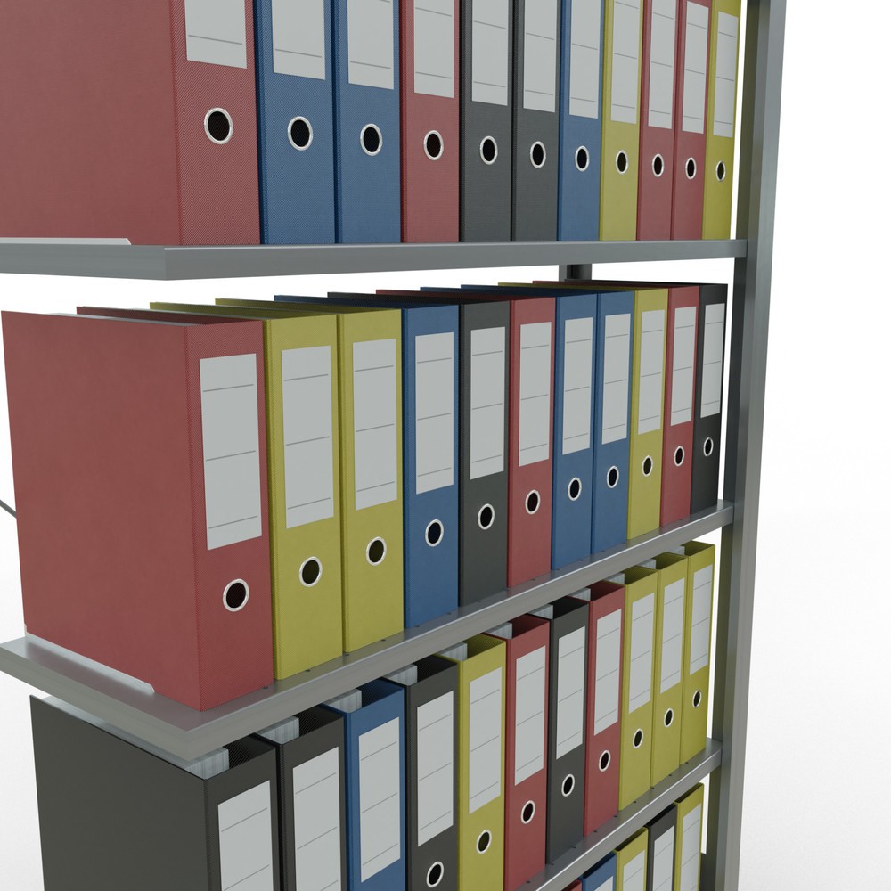 Numéro de l'image du produit 3: Rayonnage de bureau SCHULTE travée auxiliaire, utilisable d’un seul côté, sans barres de butée, CT 85 kg, HxlxP 2 000 x 1 000 x 300 mm