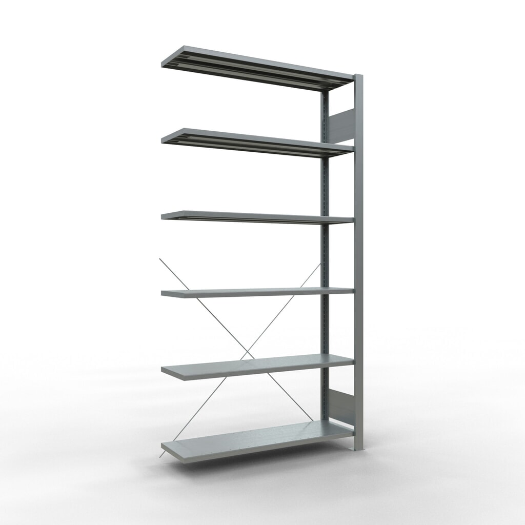 Illustration du produit: Rayonnage de bureau SCHULTE travée auxiliaire, utilisable d’un seul côté, sans barres de butée, CT 85 kg, HxlxP 2 000 x 1 000 x 300 mm