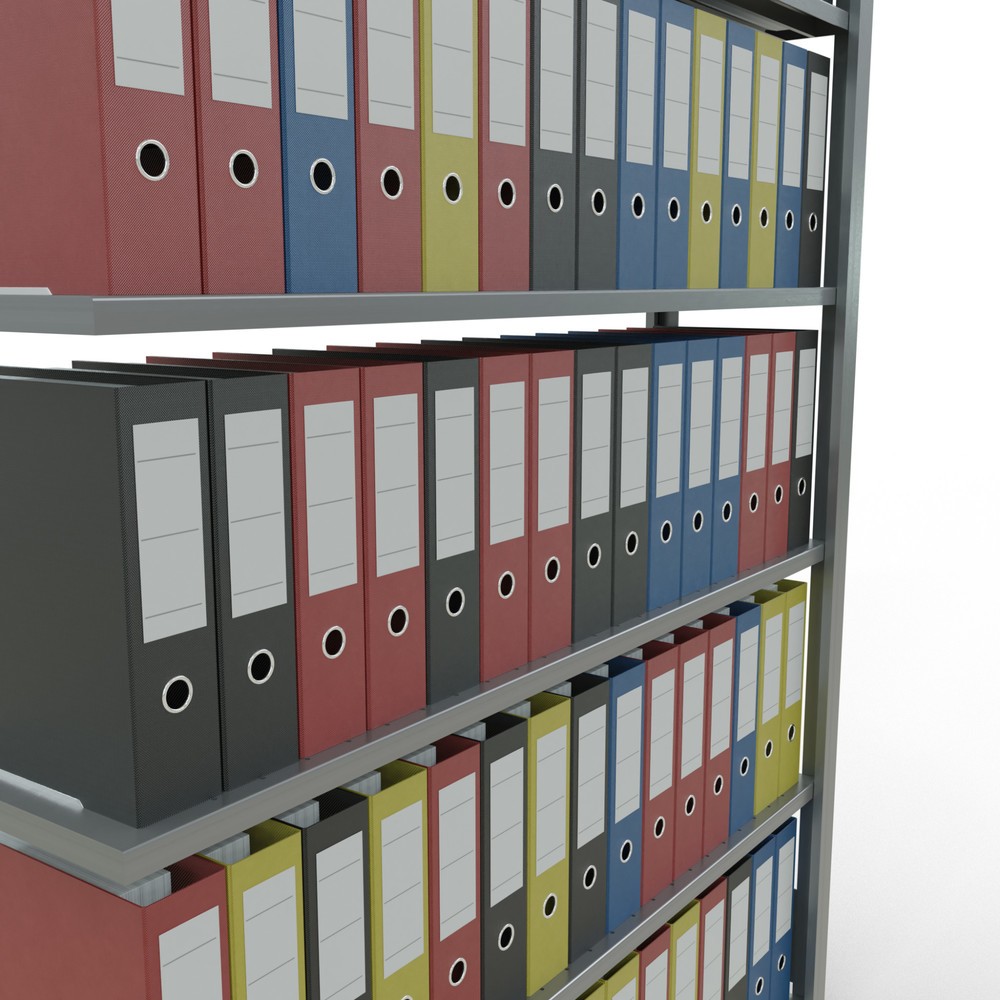 Numéro de l'image du produit 3: Rayonnage de bureau SCHULTE travée auxiliaire, utilisable d’un seul côté, sans barres de butée, CT 85 kg, HxlxP 2 000 x 1 300 x 300 mm