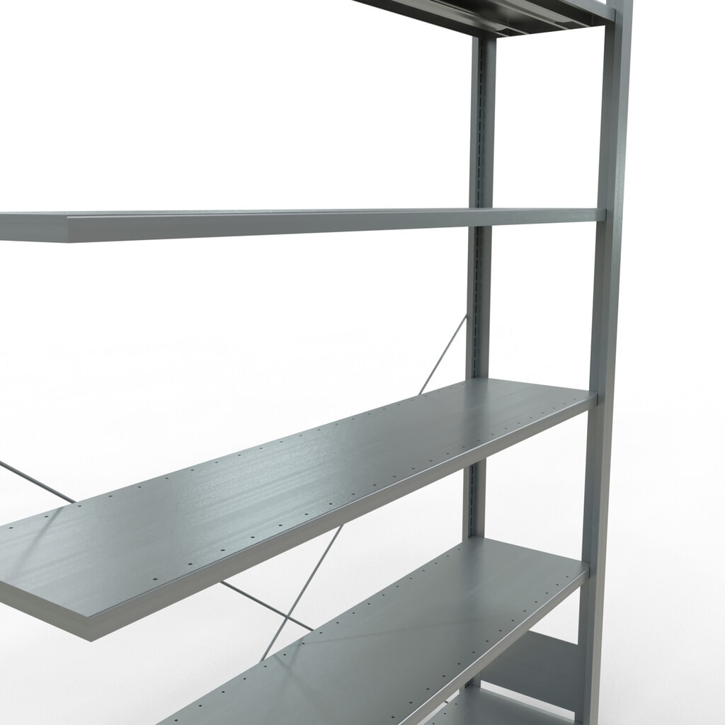 N° de l'image du produit 4 : Rayonnage de bureau SCHULTE travée auxiliaire, utilisable d’un seul côté, sans barres de butée, CT 85 kg, HxlxP 2 000 x 1 300 x 300 mm