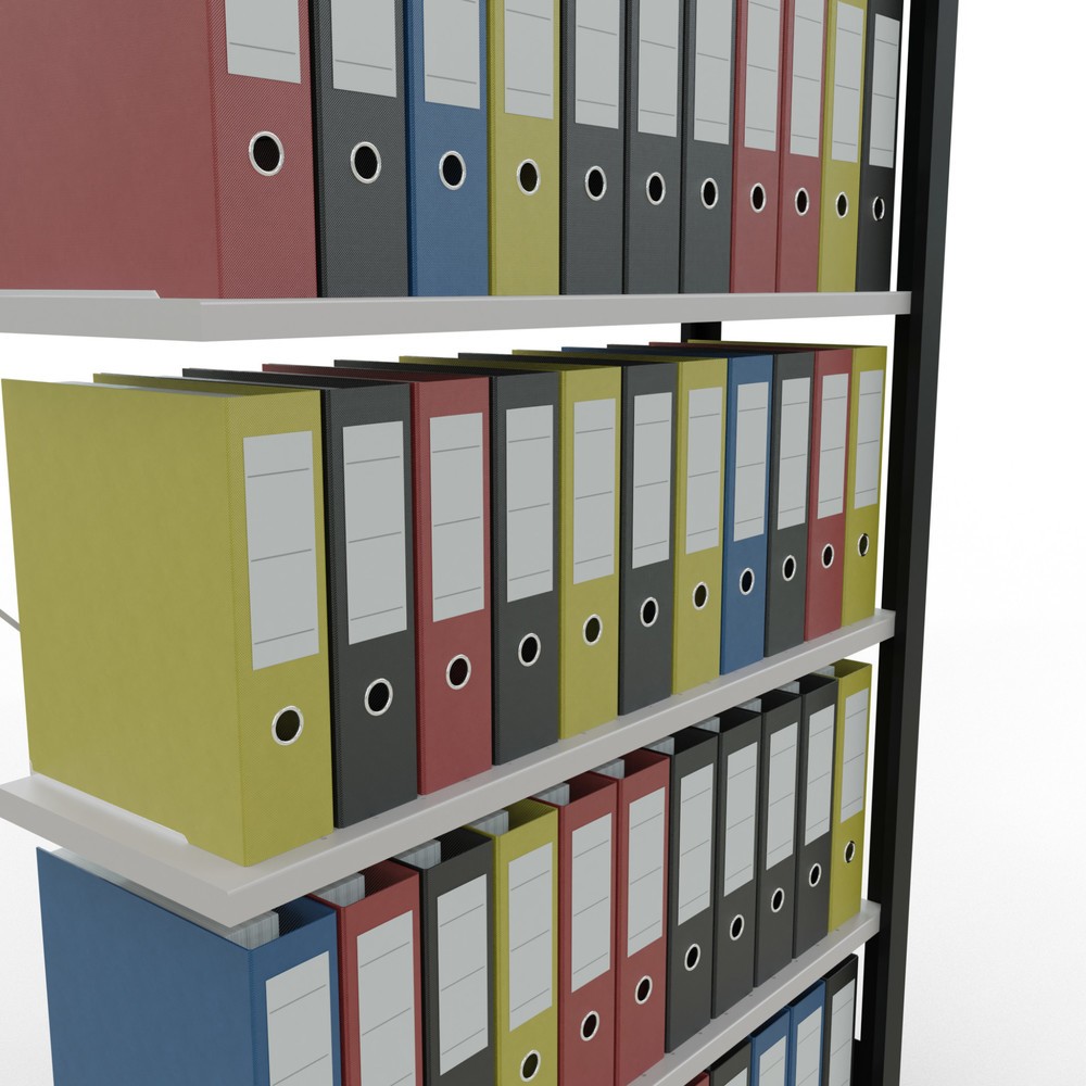 Numéro de l'image du produit 3: Rayonnage de bureau SCHULTE travée auxiliaire, utilisable d’un seul côté, sans barres de butée, CT 85 kg, noir, HxlxP 2 000 x 1 000 x 300 mm