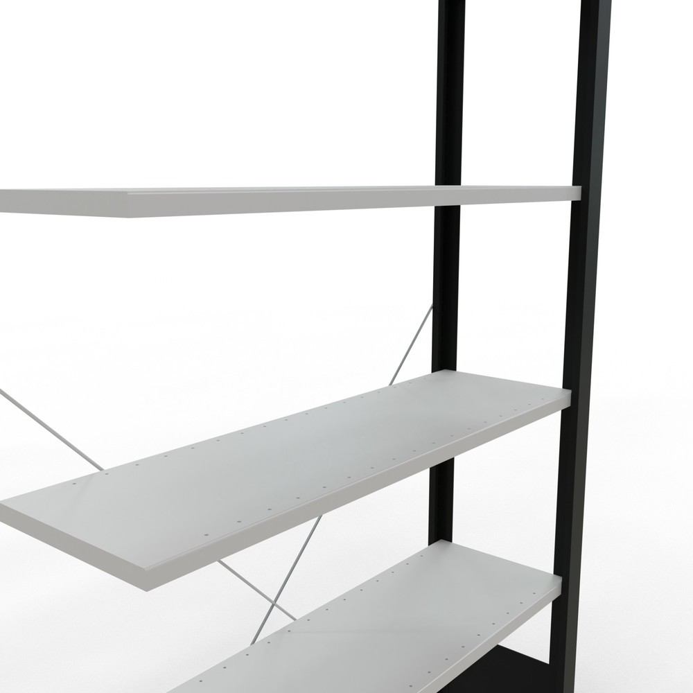 Numéro de l'image du produit 4: Rayonnage de bureau SCHULTE travée auxiliaire, utilisable d’un seul côté, sans barres de butée, CT 85 kg, noir, HxlxP 2 000 x 1 000 x 300 mm