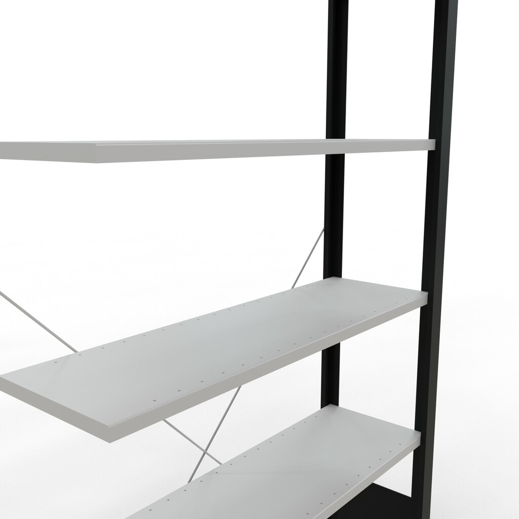 Rayonnage de bureau SCHULTE travée auxiliaire, utilisable d’un seul côté, sans barres de butée, CT 85 kg, noir, HxlxP 2 000 x 1 000 x 300 mm N° de l'image du produit 4 : Rayonnage de bureau SCHULTE travée auxiliaire, utilisable d’un seul côté, sans barres de butée, CT 85 kg, noir, HxlxP 2 000 x 1 000 x 300 mm