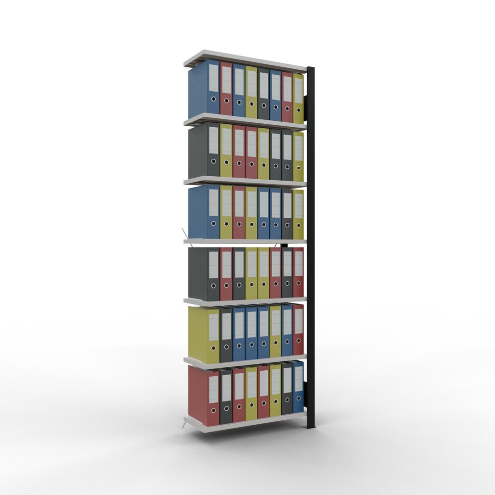 Numéro de l'image du produit 2: Rayonnage de bureau SCHULTE travée auxiliaire, utilisable d’un seul côté, sans barres de butée, CT 85 kg, noir, HxlxP 2 300 x 750 x 300 mm