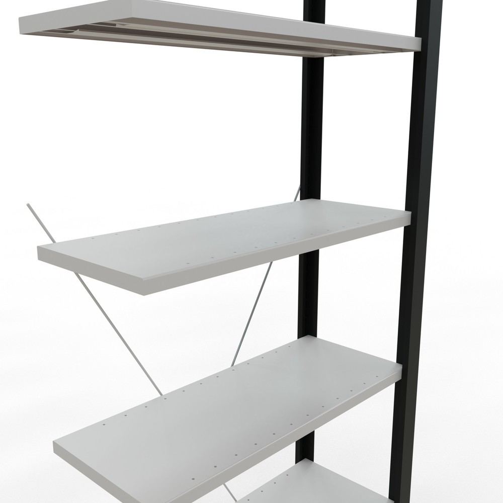 Numéro de l'image du produit 4: Rayonnage de bureau SCHULTE travée auxiliaire, utilisable d’un seul côté, sans barres de butée, CT 85 kg, noir, HxlxP 2 300 x 750 x 300 mm