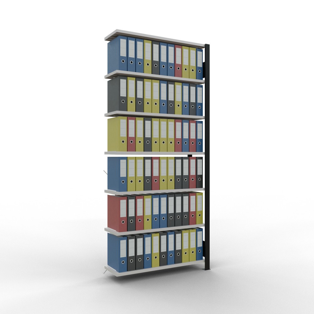 Numéro de l'image du produit 2: Rayonnage de bureau SCHULTE travée auxiliaire, utilisable d’un seul côté, sans barres de butée, CT 85 kg, noir, HxlxP 2 300 x 1 000 x 300 mm