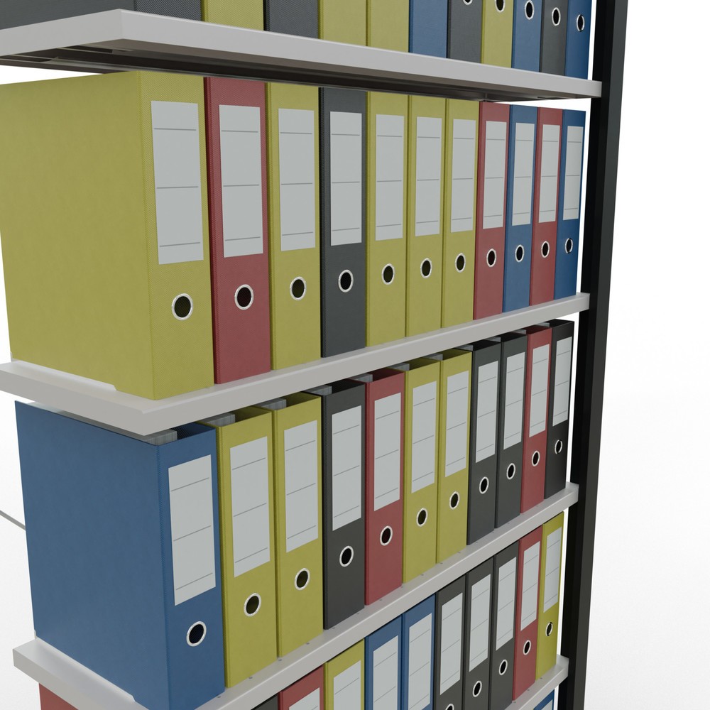Numéro de l'image du produit 3: Rayonnage de bureau SCHULTE travée auxiliaire, utilisable d’un seul côté, sans barres de butée, CT 85 kg, noir, HxlxP 2 300 x 1 000 x 300 mm