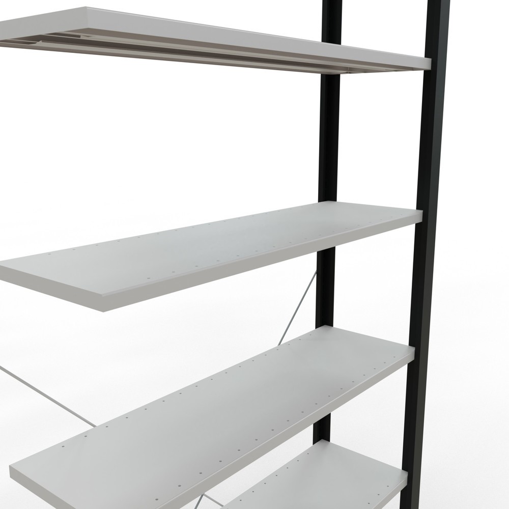 Numéro de l'image du produit 4: Rayonnage de bureau SCHULTE travée auxiliaire, utilisable d’un seul côté, sans barres de butée, CT 85 kg, noir, HxlxP 2 300 x 1 000 x 300 mm