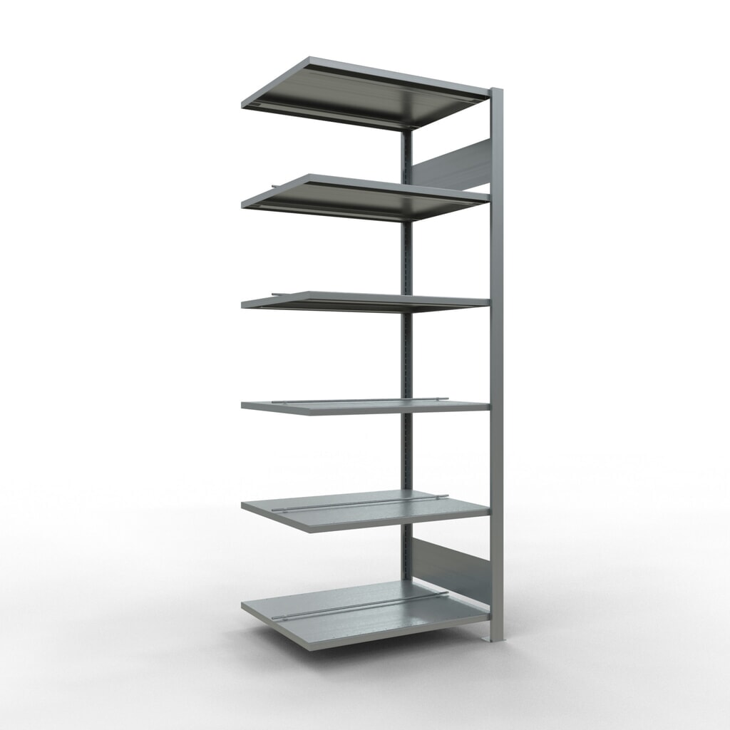 N° de l'image du produit 1 : Rayonnage de bureau SCHULTE travée auxiliaire, utilisable des deux côtés, avec butées centrales, CT 150 kg, HxlxP 2 000 x 750 x 600 mm