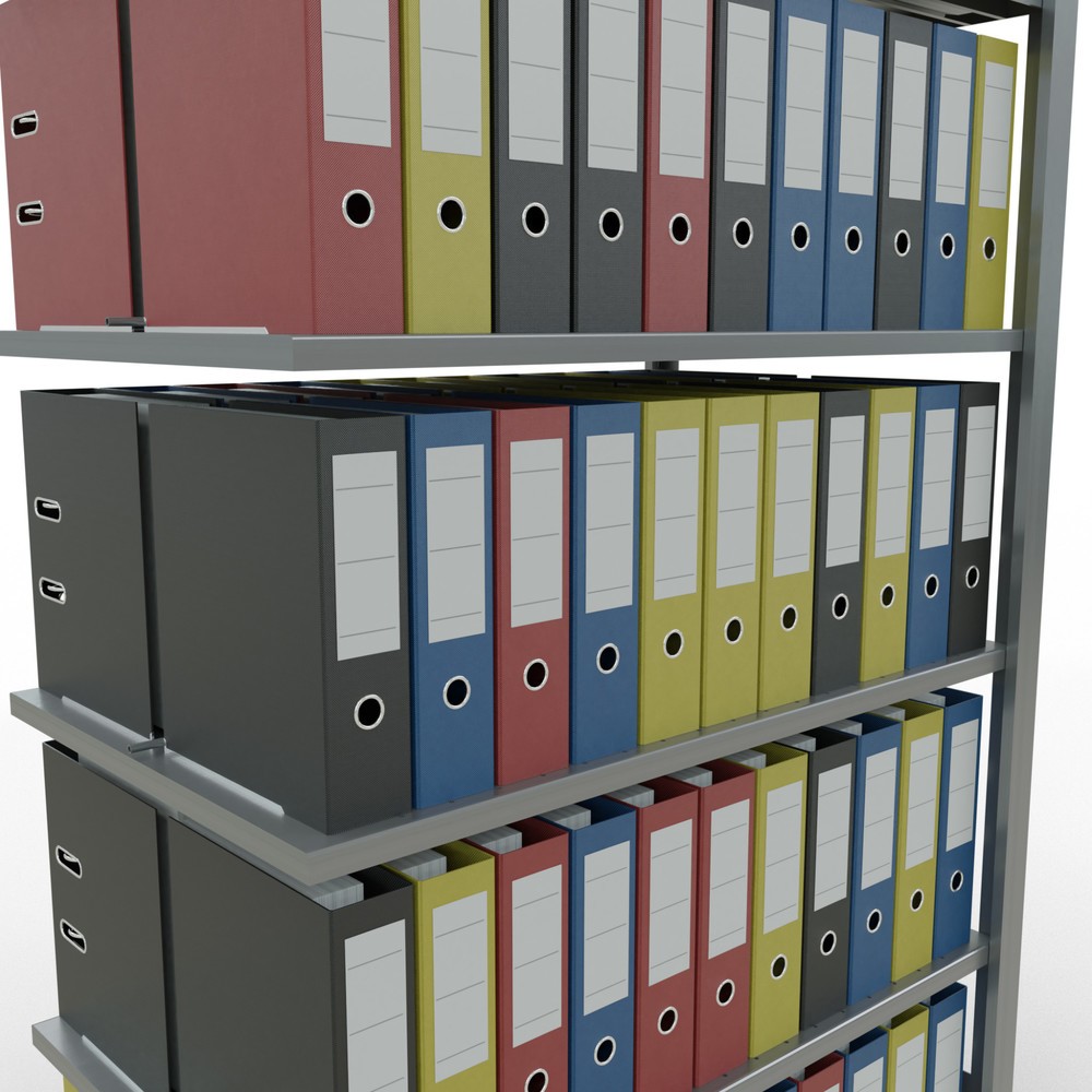 Numéro de l'image du produit 3: Rayonnage de bureau SCHULTE travée auxiliaire, utilisable des deux côtés, avec butées centrales, CT 150 kg, HxlxP 2 000 x 1 000 x 600 mm