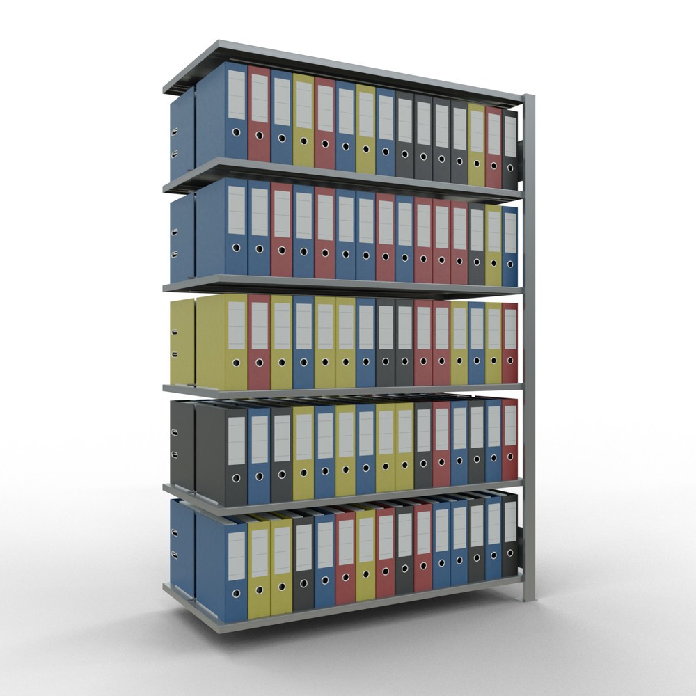 Numéro de l'image du produit 2: Rayonnage de bureau SCHULTE travée auxiliaire, utilisable des deux côtés, avec butées centrales, CT 150 kg, HxlxP 2 000 x 1 300 x 600 mm
