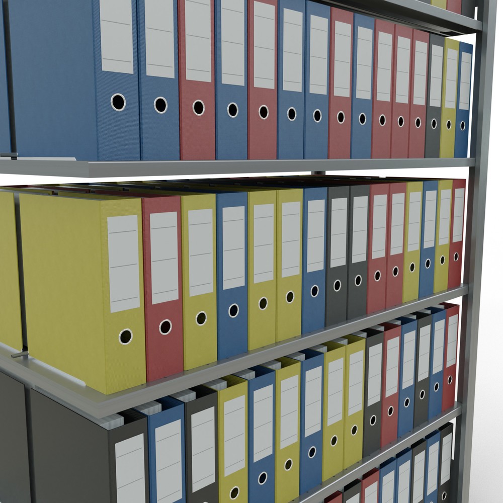 Numéro de l'image du produit 3: Rayonnage de bureau SCHULTE travée auxiliaire, utilisable des deux côtés, avec butées centrales, CT 150 kg, HxlxP 2 000 x 1 300 x 600 mm