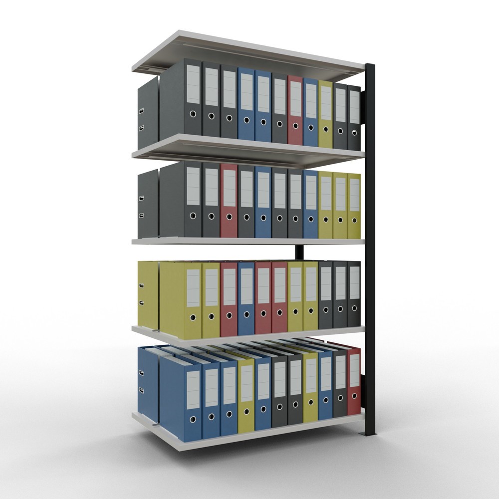 Numéro de l'image du produit 2: Rayonnage de bureau SCHULTE travée auxiliaire, utilisable des deux cotés, avec butées centrales, CT 150 kg, noir, HxlxP 1 800 x 1 000 x 600 mm