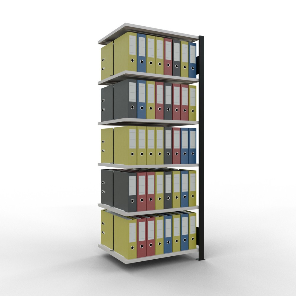 Numéro de l'image du produit 2: Rayonnage de bureau SCHULTE travée auxiliaire, utilisable des deux côtés, avec butées centrales, CT 150 kg, noir, HxlxP 2 000 x 750 x 600 mm