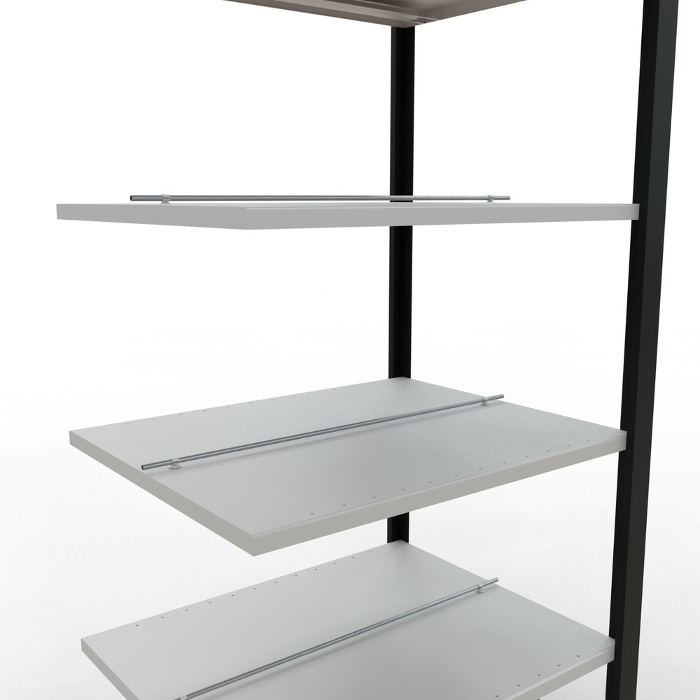Numéro de l'image du produit 4: Rayonnage de bureau SCHULTE travée auxiliaire, utilisable des deux côtés, avec butées centrales, CT 150 kg, noir, HxlxP 2 000 x 750 x 600 mm