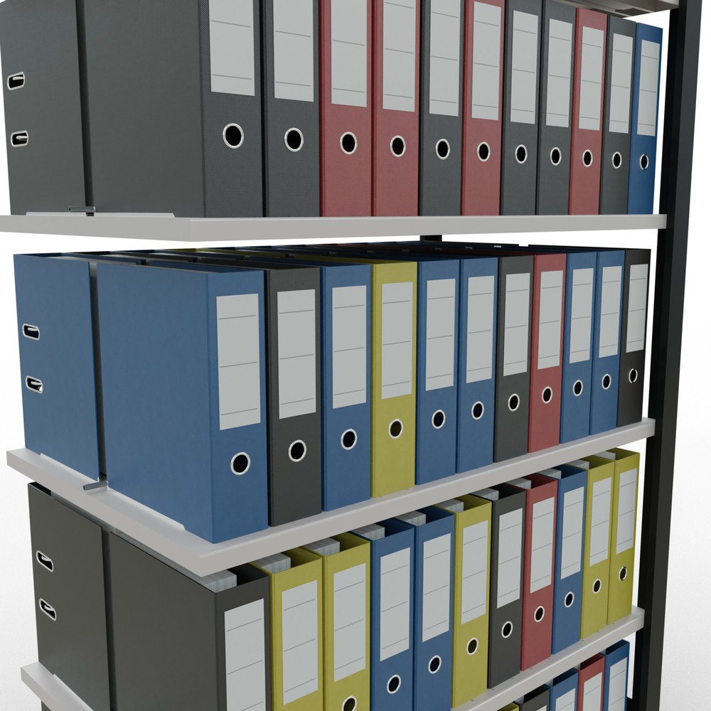 Numéro de l'image du produit 3: Rayonnage de bureau SCHULTE travée auxiliaire, utilisable des deux côtés, avec butées centrales, CT 150 kg, noir, HxlxP 2 000 x 1 000 x 600 mm