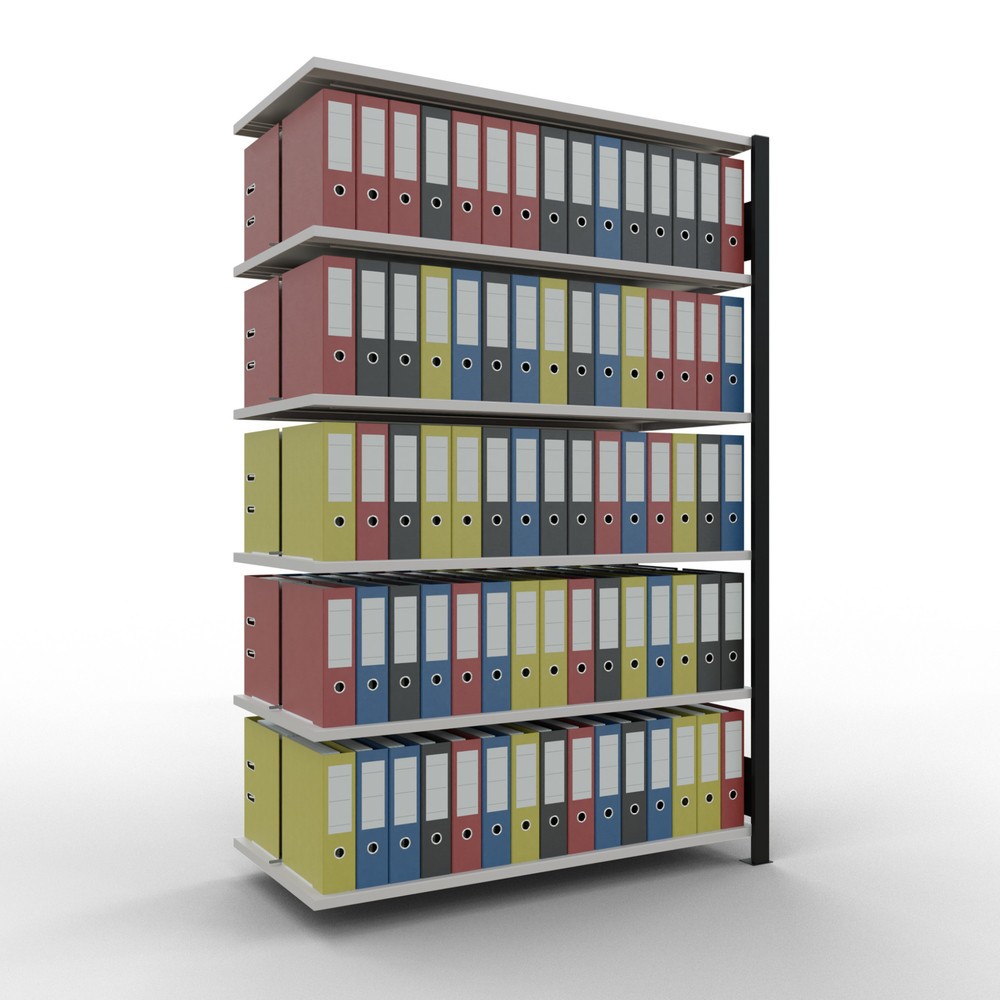 Numéro de l'image du produit 2: Rayonnage de bureau SCHULTE travée auxiliaire, utilisable des deux côtés, avec butées centrales, CT 150 kg, noir, HxlxP 2 000 x 1 300 x 600 mm