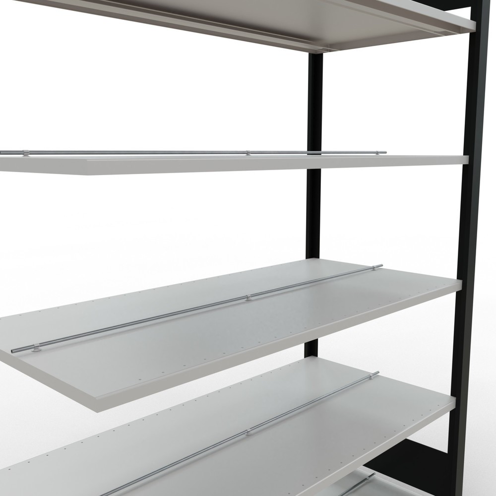 Numéro de l'image du produit 4: Rayonnage de bureau SCHULTE travée auxiliaire, utilisable des deux côtés, avec butées centrales, CT 150 kg, noir, HxlxP 2 000 x 1 300 x 600 mm