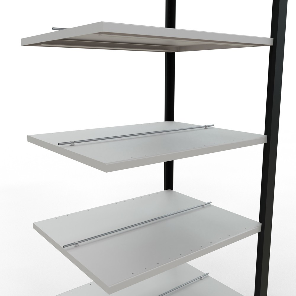 Numéro de l'image du produit 4: Rayonnage de bureau SCHULTE travée auxiliaire, utilisable des deux côtés, avec butées centrales, CT 150 kg, noir, HxlxP 2 300 x 750 x 600 mm