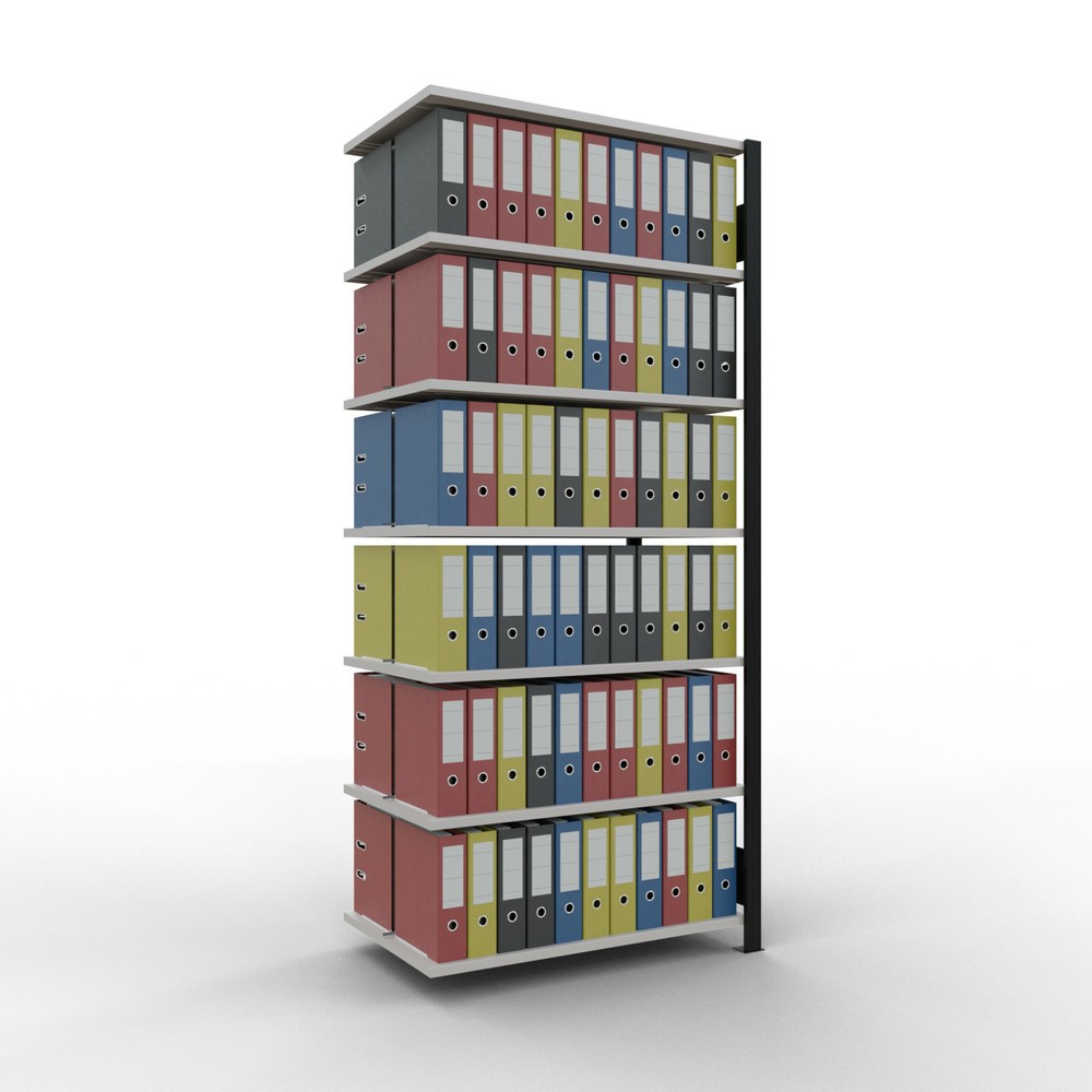 Numéro de l'image du produit 2: Rayonnage de bureau SCHULTE travée auxiliaire, utilisable des deux côtés, avec butées centrales, CT 150 kg, noir, HxlxP 2 300 x 1 000 x 600 mm