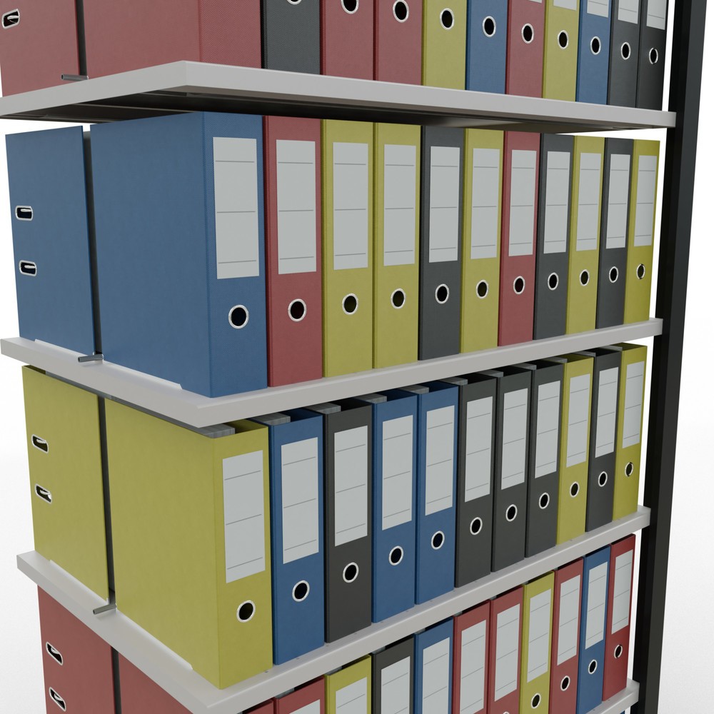 Numéro de l'image du produit 3: Rayonnage de bureau SCHULTE travée auxiliaire, utilisable des deux côtés, avec butées centrales, CT 150 kg, noir, HxlxP 2 300 x 1 000 x 600 mm