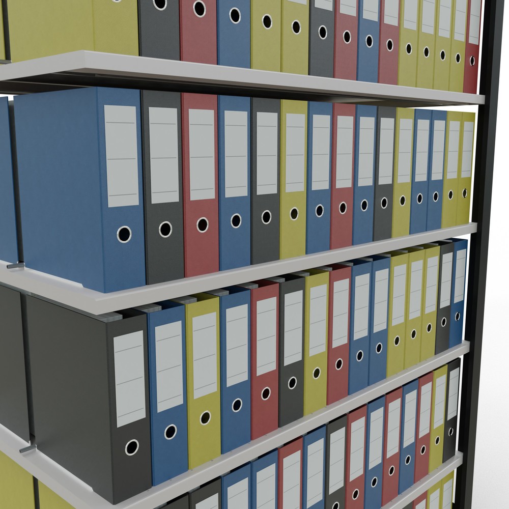 Numéro de l'image du produit 3: Rayonnage de bureau SCHULTE travée auxiliaire, utilisable des deux côtés, avec butées centrales, CT 150 kg, noir, HxlxP 2 300 x 1 300 x 600 mm