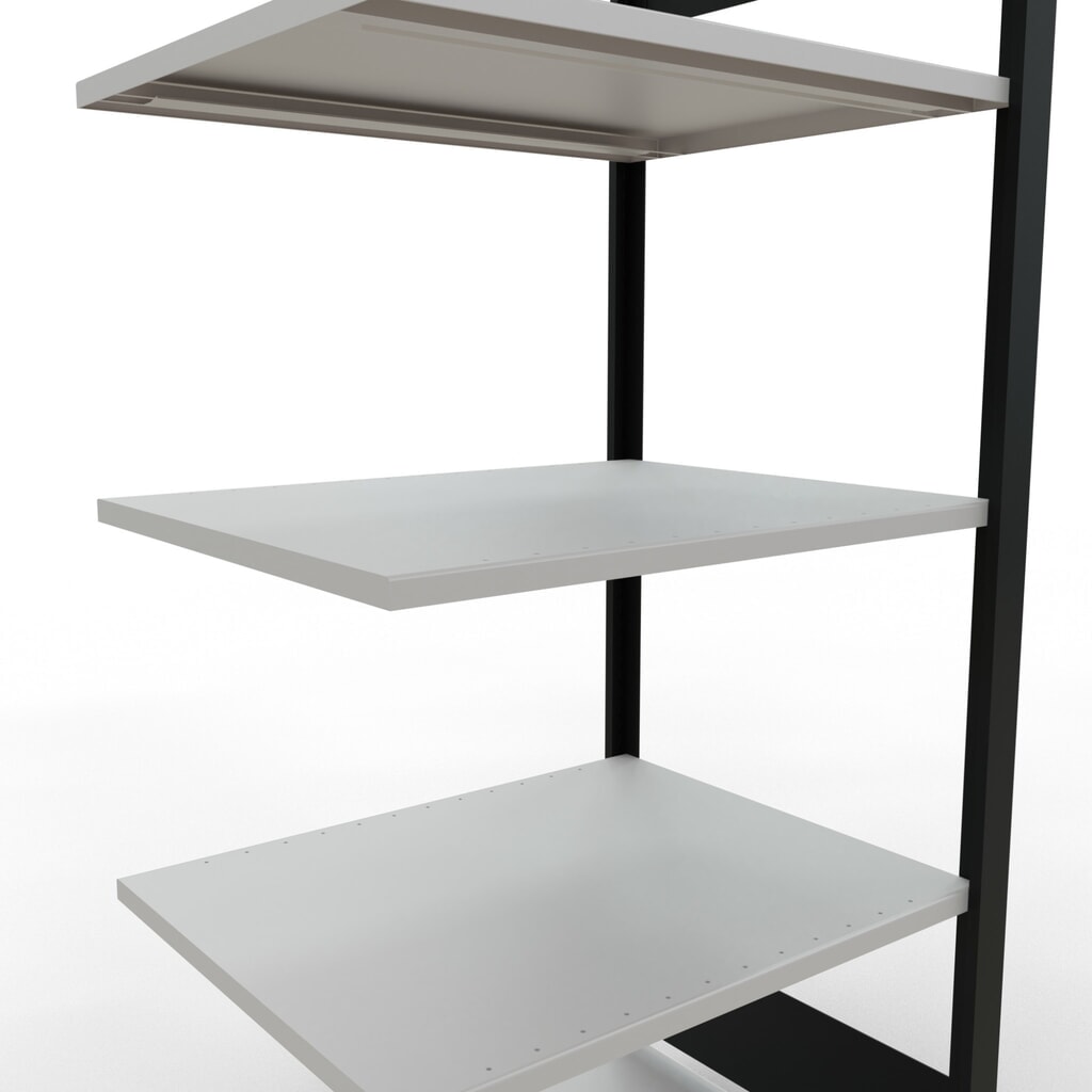Rayonnage de bureau SCHULTE travée auxiliaire, utilisable des deux cotés, sans butées centrales, CT 150 kg, noir, HxlxP 1 800 x 750 x 600 mm N° de l'image du produit 4 : Rayonnage de bureau SCHULTE travée auxiliaire, utilisable des deux cotés, sans butées centrales, CT 150 kg, noir, HxlxP 1 800 x 750 x 600 mm