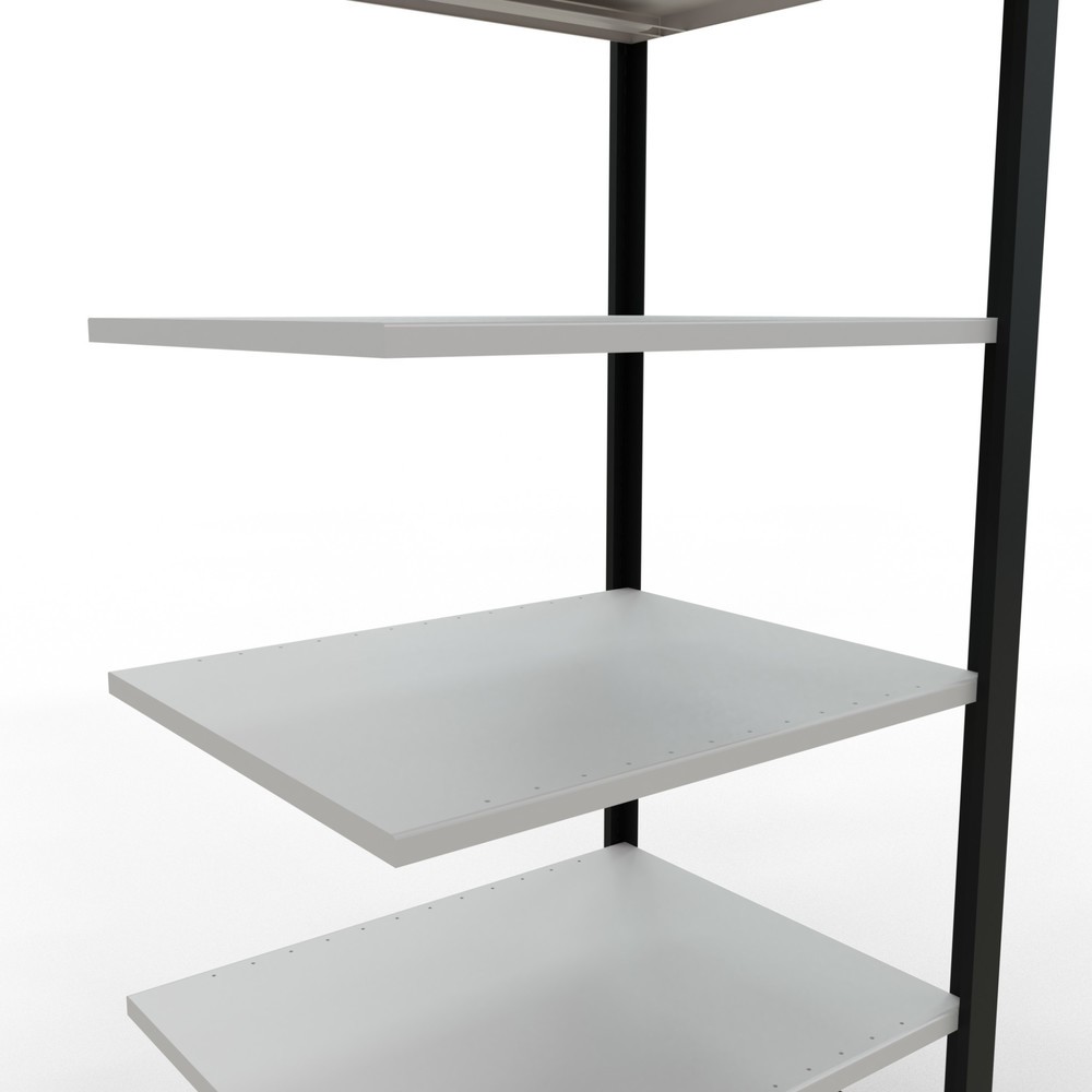 Numéro de l'image du produit 4: Rayonnage de bureau SCHULTE travée auxiliaire, utilisable des deux côtés, sans butées centrales, CT 150 kg, noir, HxlxP 2 000 x 750 x 600 mm