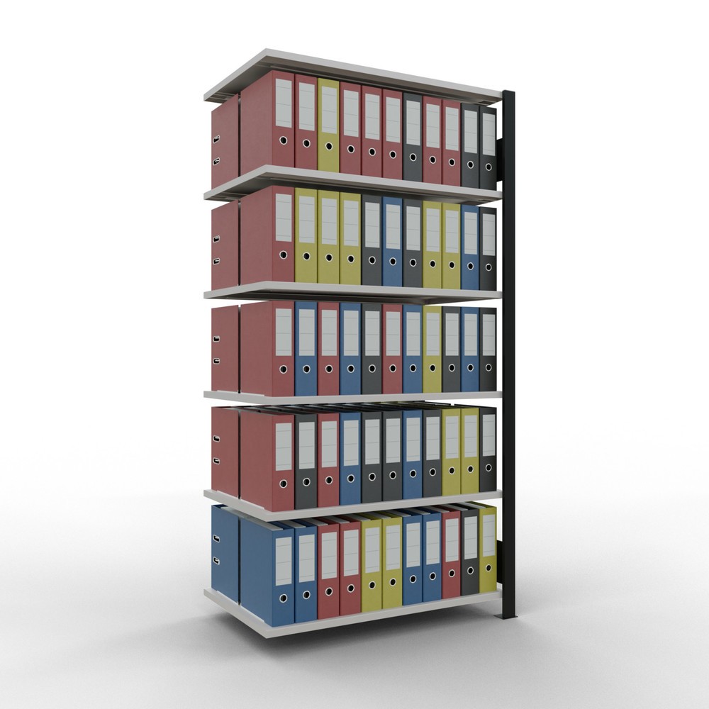Numéro de l'image du produit 2: Rayonnage de bureau SCHULTE travée auxiliaire, utilisable des deux côtés, sans butées centrales, CT 150 kg, noir, HxlxP 2 000 x 1 000 x 600 mm