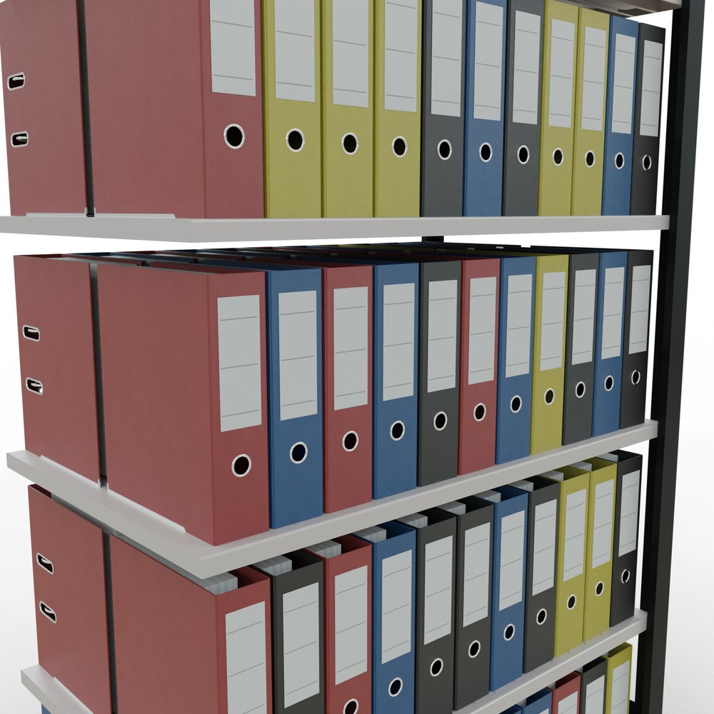 Numéro de l'image du produit 3: Rayonnage de bureau SCHULTE travée auxiliaire, utilisable des deux côtés, sans butées centrales, CT 150 kg, noir, HxlxP 2 000 x 1 000 x 600 mm